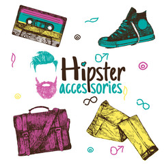 Vector hipster colorful set 2