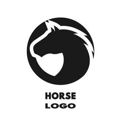 Silhouette of the horse, monochrome logo.
