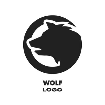 Silhouette of the wolf, monochrome logo.