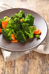 Steamed broccoli on plate.