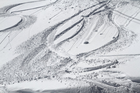 High angle view of snow covered landscape