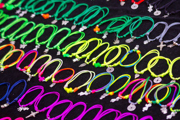 Background with colored wristbands