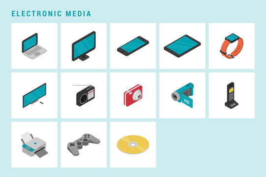 Electronic Media Icon Set