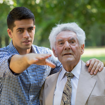 Senior grandfather and grandson