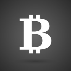 a bit coin sign     white icon on a dark  background