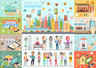 Smart City Infographic set with people and other elements.