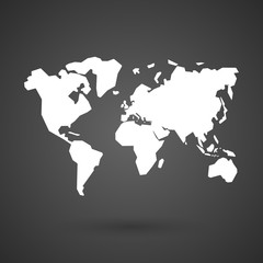  a world map    white icon on a dark  background