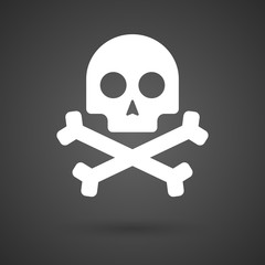  a skull    white icon on a dark  background