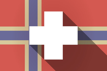 Long shadow Norway flag with a pharmacy sign