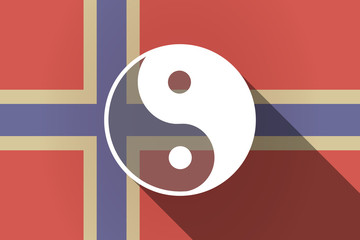 Long shadow Norway flag with a ying yang