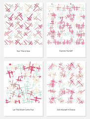 Vector set of design templates,varicolored leaflets and frames A4 size layout, collection of geometric colorful pages for gift card, cover, book, printing, fashion presentation.