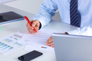 businessman working at a desk computer graphics