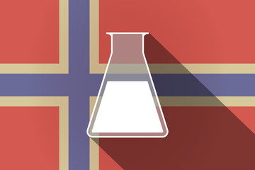 Long shadow Norway flag with a flask