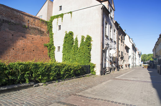 Fototapeta Street without people early in the morning. Europe. Riga