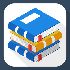 Vector Books icon. Stack of Books simple icon in flat style with long shadow
