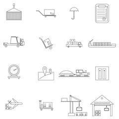 Warehouse management icons set