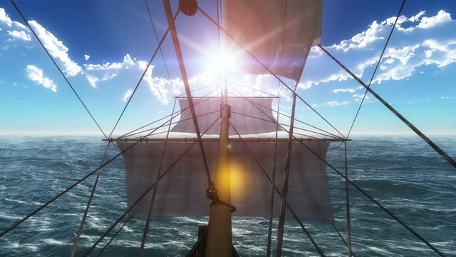 old ship in open sea