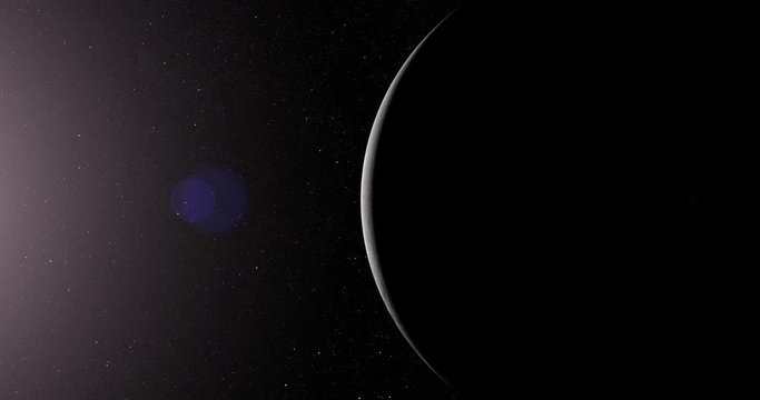 A slightly off-camera sun illuminates a crescent of the Moon's surface at 180 degrees longitude. Data: NASA/JPL.