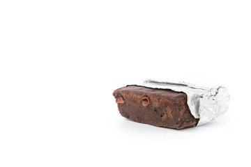 Delicious Chocolate Brownies isolated on white background