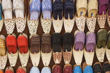 Curly toed slippers for sale in Bur Dubai Souk, Dubai