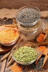 assorted of lentils, split pea