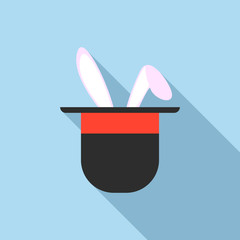 Rabbit ears appearing from a top magic hat icon