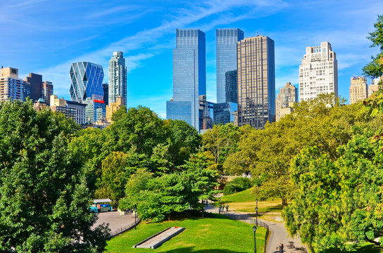 View of Central Park in a sunny day in New York City.