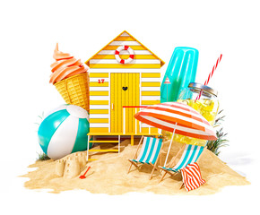 Colorful retro beach hut - Powered by Adobe