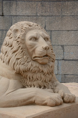 lion sculpture made of sand