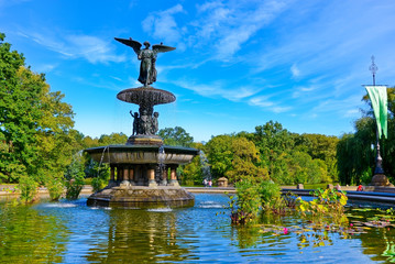 View of the Bethesda Fountain in the Central Park, New York City.
