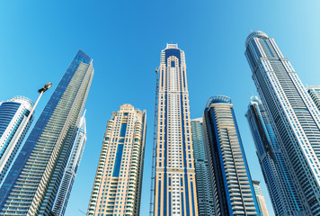 Street view of Dubai Marina skyline - UAE