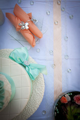 Wedding table arrangement with different ornaments