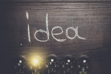 idea concept on the brown wooden background
