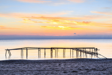 Fototapeta na wymiar Sunset at the seashore.