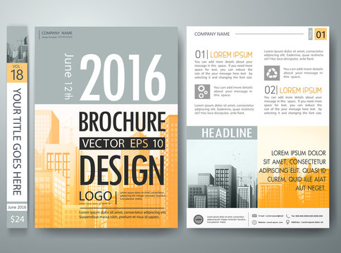 Brochure design template vector.Business flyers report magazine poster template.Cover book portfolio presentation and abstract gray square on A4 poster layout design.City design on brochure background