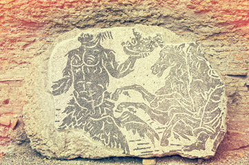 Fototapeta na wymiar Detail of mosaic decor in Roman Baths of Caracalla - Rome Italy