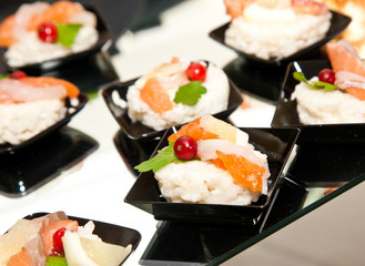 Finger food with smoked salmon