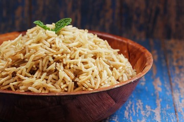 Cooked Brown Basmati Rice , selective focus