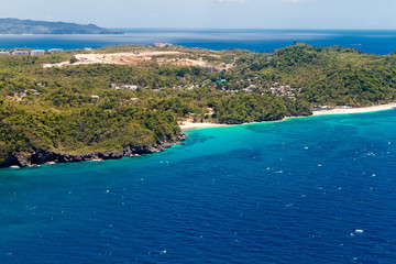 Aerial view of beautiful bay in tropical Island with very white