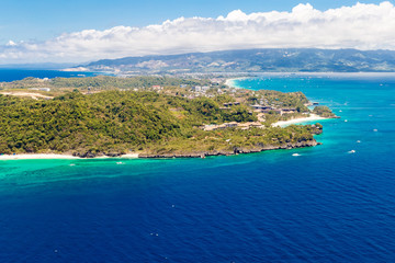Fototapeta premium Aerial view of beautiful bay in tropical Island with very white