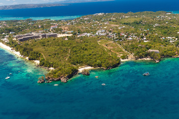 Fototapeta premium Aerial view of beautiful bay in tropical Island with very white