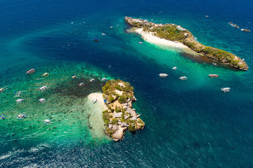 Naklejka na ściany i meble Aerial view of beautiful bay in tropical Island with very white