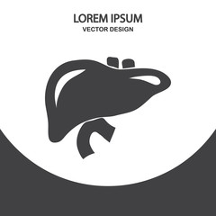 Human liver icon on the background
