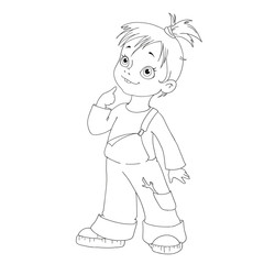 Cartoon character girl. Funny girl hooligan.