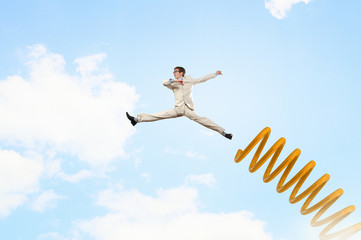 Naklejka premium He made huge jump to success