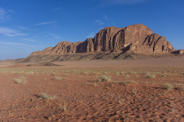 Nature, desert and rocks of Wadi Rum (Valley of the Moon), Jordan