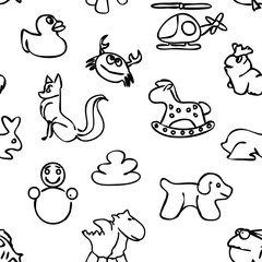 Naklejka premium Seamless Kids Wall Art Doodles Pattern