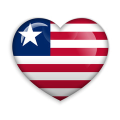 Love Liberia. Flag Heart Glossy Button