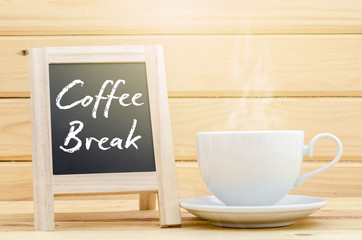 Coffee Break on chalkboard.