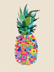 Naklejki  Letni projekt ananasa z nowoczesnymi kolorowymi kształtami